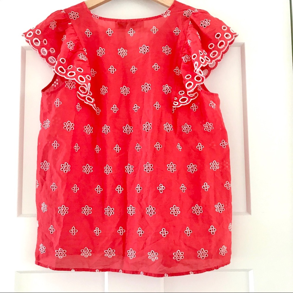 Loft Coral Eyelet Embroidered Paradise Shell Top - Picture 7 of 7